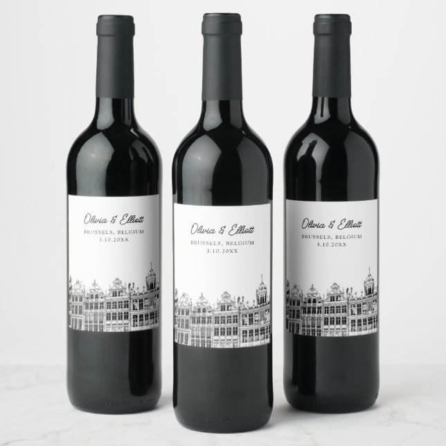 Brussels Wedding Belgium Personalised Wine Label (Bottles)
