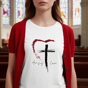 Brust stroke heart and cross custom T-Shirt