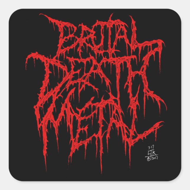 Brutal Death Metal Square Sticker (Front)
