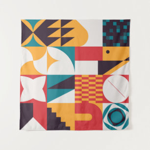 Brutalism art inspired abstract pattern made with  tapestry