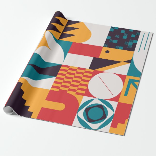 Brutalism art inspired abstract pattern made with  wrapping paper (Unrolled)