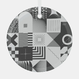 Brutalism Art: Vintage Geometric Patterns Glass Tree Decoration