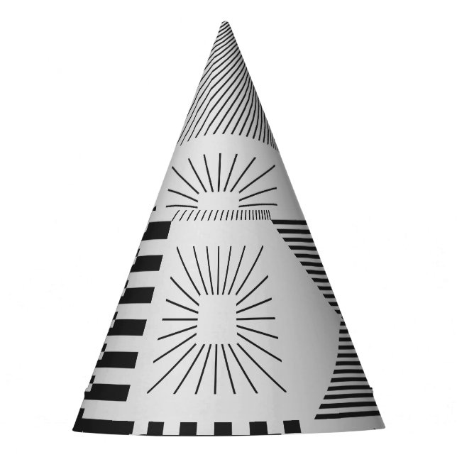 Brutalism Art: Vintage Geometric Patterns Party Hat (Front)