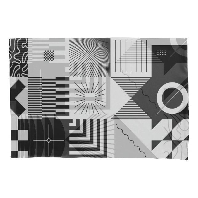 Brutalism Art: Vintage Geometric Patterns Pillowcase (Front)