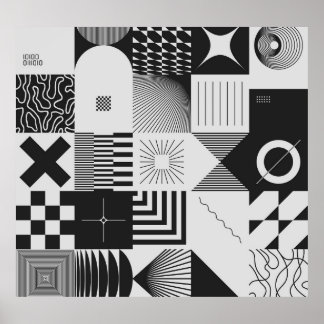Brutalism Art: Vintage Geometric Patterns Poster