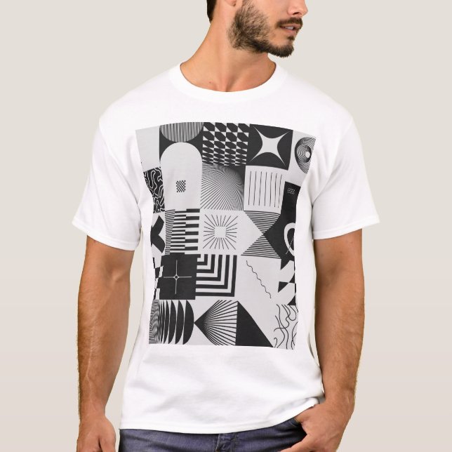 Brutalism Art: Vintage Geometric Patterns T-Shirt (Front)