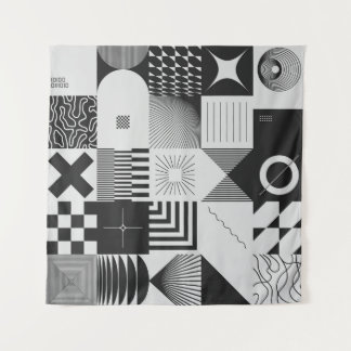 Brutalism Art: Vintage Geometric Patterns Tapestry