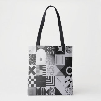 Brutalism Art: Vintage Geometric Patterns Tote Bag