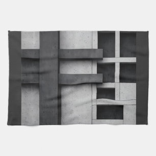 Brutalist Architecture Design Fine Art Cubist Tea Towel