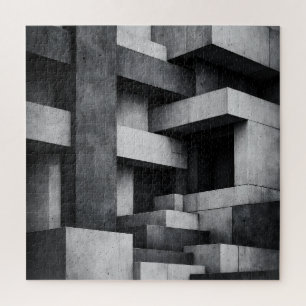 Brutalist Penthouse Design Monochrome Interior Jigsaw Puzzle