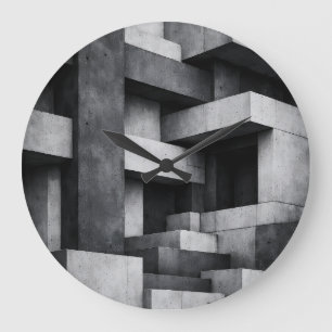 Brutalist Penthouse Design Monochrome Interior Large Clock