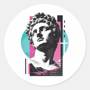 Brutalist Retro Jesus Greek Statue Colossians 2:3 Classic Round Sticker