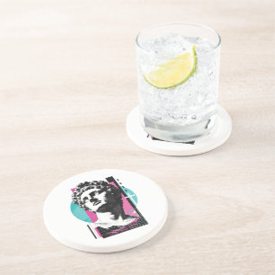 Brutalist Retro Jesus Greek Statue Colossians 2:3 Coaster