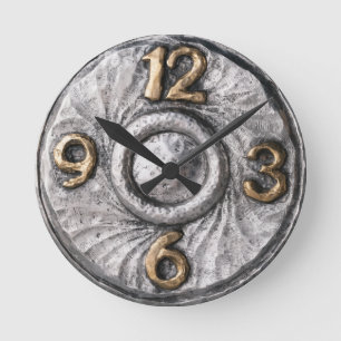 Brutalist Retro Studio Silver Style Dial   Round Clock