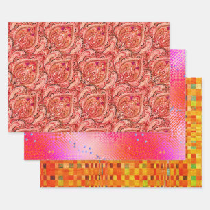 Bruxelles Apricot, Freesia, and Taos Shifters Wrapping Paper Sheet