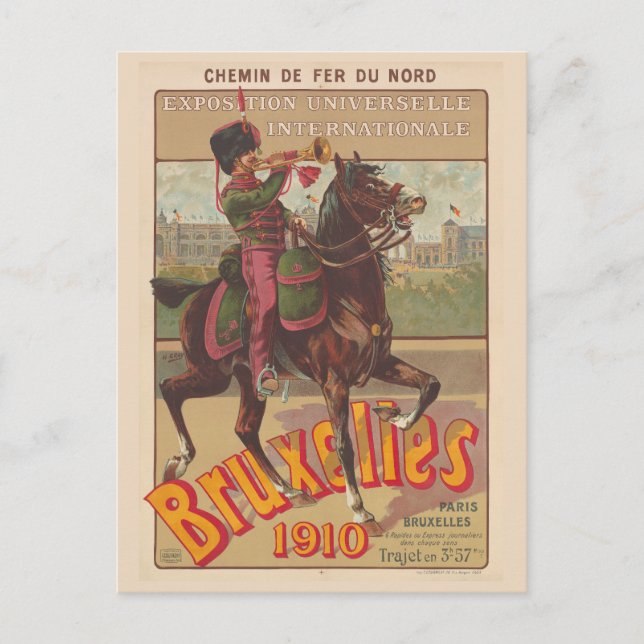 Bruxelles Belgium Vintage Poster 1910 Postcard (Front)