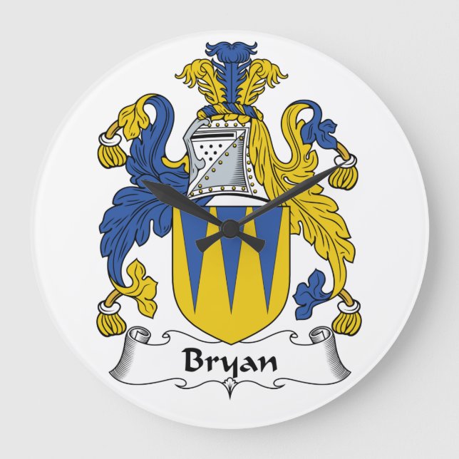 Bryan Family Crest Large Clock (Front)