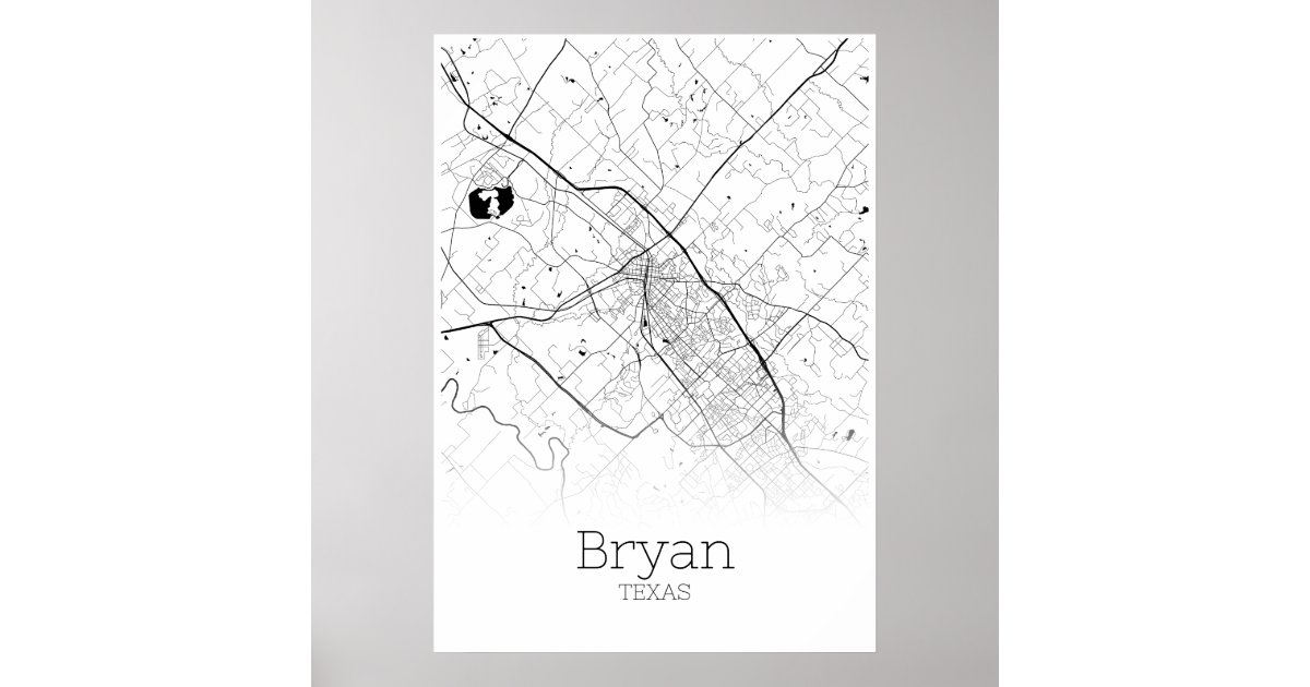 Bryan Map - Texas - City Map Poster | Zazzle