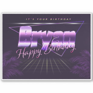Bryan Name Vorname lila retro Sticker Geburtstag