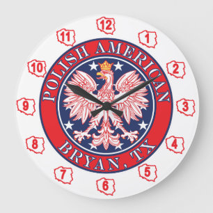 Bryan Texas Polish American Eagle Large Clock