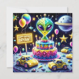 BRYANT ~ Birthday Card ~ Alien Birthday Cake ~