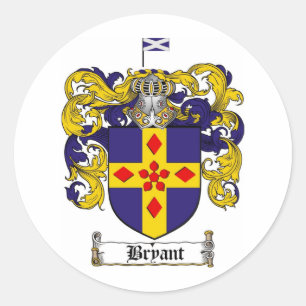 BRYANT FAMILY CREST -  BRYANT COAT OF ARMS CLASSIC ROUND STICKER