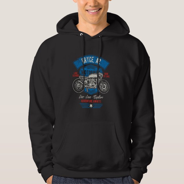 Bryce AZ USA Retro Distressed Style Motorcycle Des Hoodie (Front)