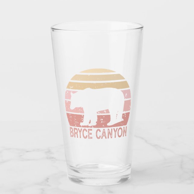 Bryce Canyon National Park Retro Bear Glass (Front)