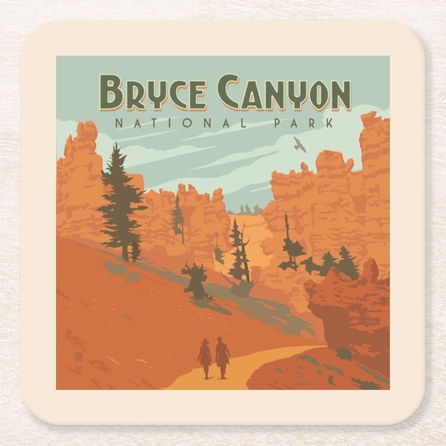 Bryce Canyon National Park Rock Formations Square Paper Coaster (Front)