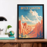 Bryce Canyon National Park Travel Art Vintage Poster<br><div class="desc">Bryce Canyon vector artwork design. The park is a sprawling reserve in southern Utah,  known for crimson-coloured hoodoos,  which are spire-shaped rock formations.</div>