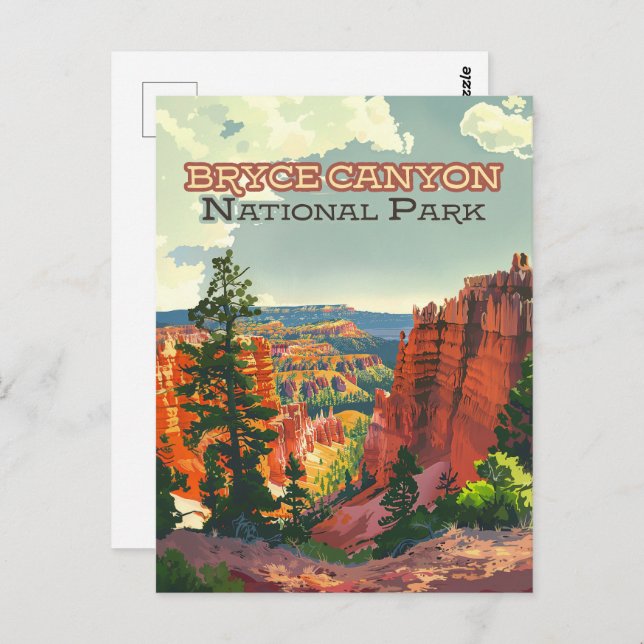 Bryce Canyon National Park Utah Hoodoo Retro Postcard (Front/Back)