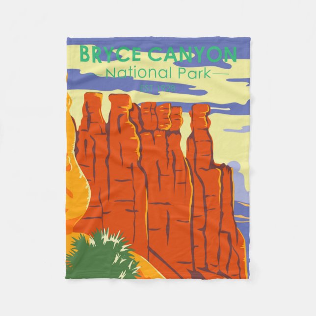  Bryce Canyon National Park Utah Vintage Fleece Blanket (Front)