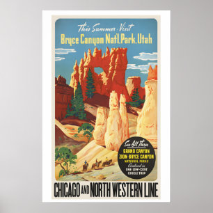 Bryce Canyon National Park Utah Vintage Travel Poster