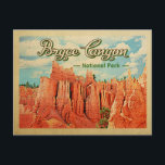 Bryce Canyon National Park Vintage Travel Postcard<br><div class="desc">Vintage travel style Bryce Canyon National Park image featuring the famous tall hoodoos reaching into a puffy blue cloud sky.</div>