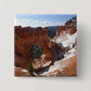 Bryce Canyon Natural Bridge Snowy Landscape Photo 15 Cm Square Badge