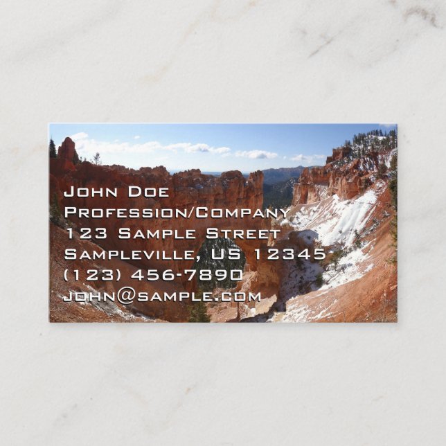 Bryce Canyon Natural Bridge Snowy Landscape Photo Business Card (Front)
