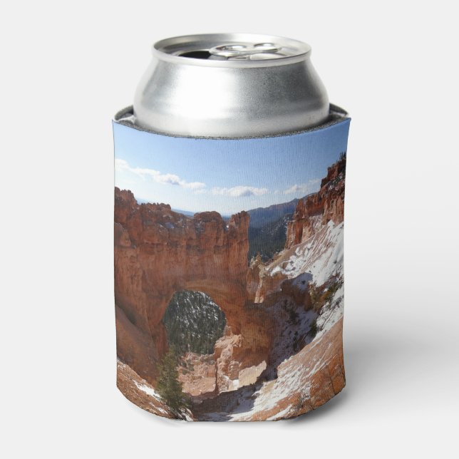 Bryce Canyon Natural Bridge Snowy Landscape Photo Can Cooler (Can Front)