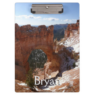Bryce Canyon Natural Bridge Snowy Landscape Photo Clipboard