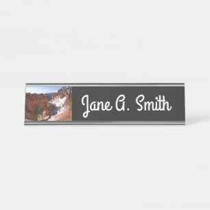 Bryce Canyon Natural Bridge Snowy Landscape Photo Desk Name Plate