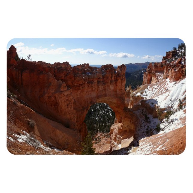 Bryce Canyon Natural Bridge Snowy Landscape Photo Magnet (Horizontal)