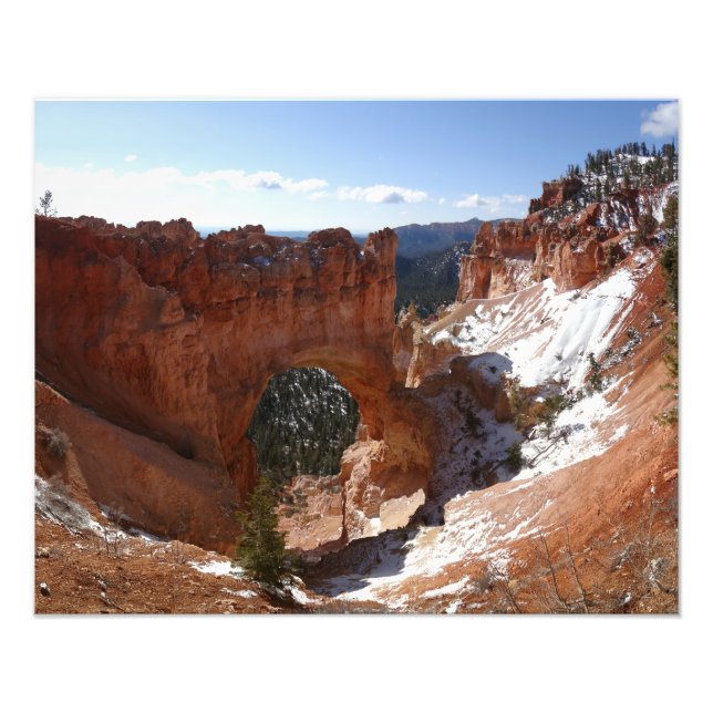 Bryce Canyon Natural Bridge Snowy Landscape Photo Print (Front)