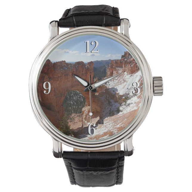 Bryce Canyon Natural Bridge Snowy Landscape Photo Watch (Front)
