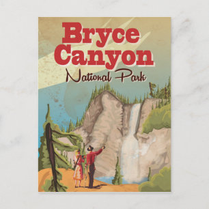 Bryce Canyon Vintage Travel Poster Postcard