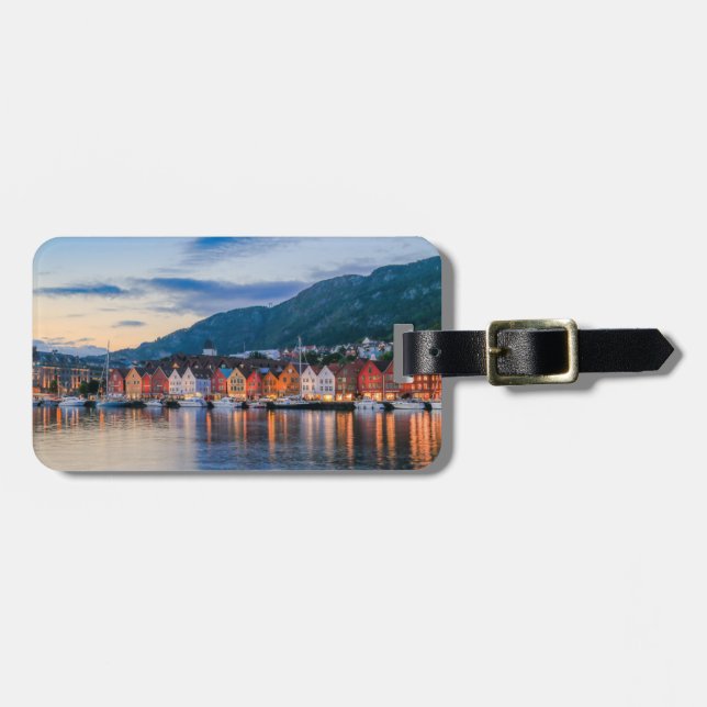 Bryggen Bergen Norway stylised Luggage Tag (Front Horizontal)