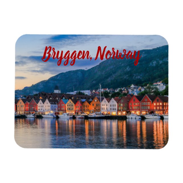 Bryggen Bergen Norway stylised Magnet (Horizontal)