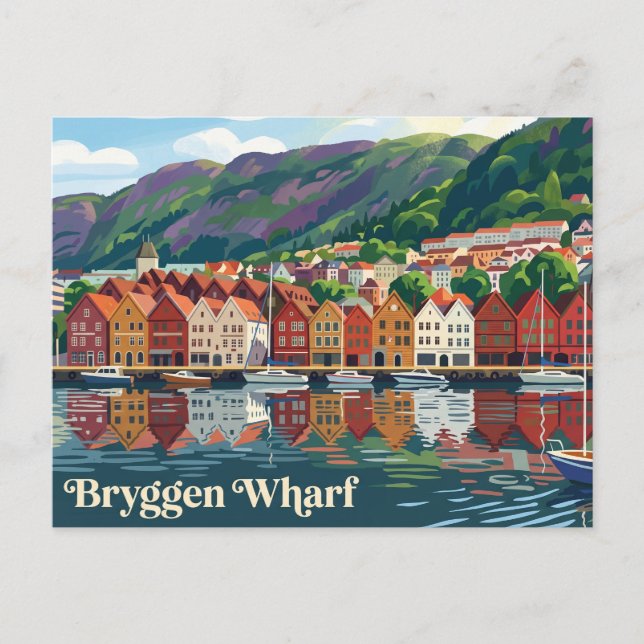 Bryggen Wharf Norway Postcard (Front)