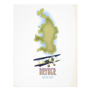 Bryher isles of scilly map photo print