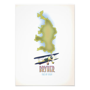 Bryher isles of scilly map photo print