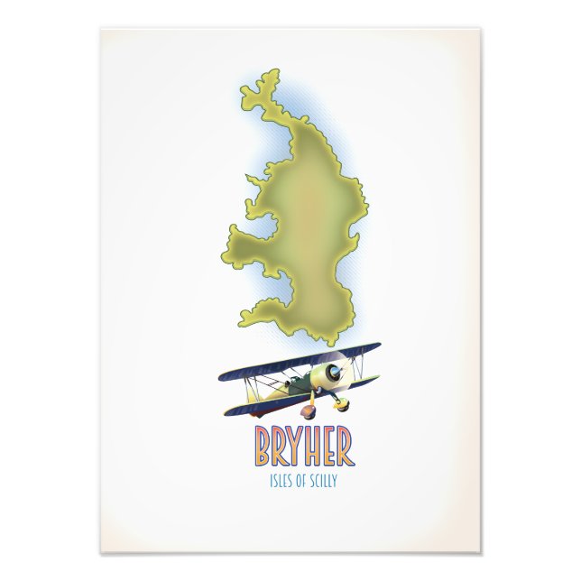 Bryher isles of scilly map photo print (Front)