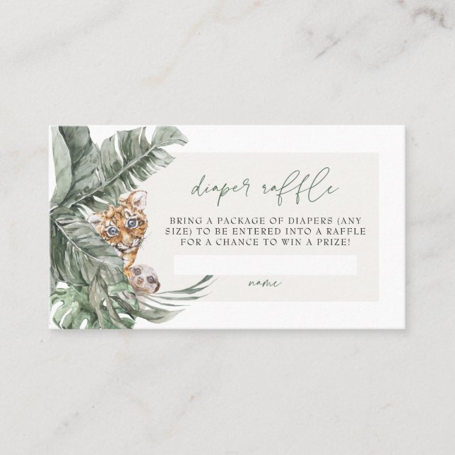 BRYN Cute Jungle Safari Baby Shower Diaper Raffle Place Card (Front)